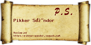 Pikker Sándor névjegykártya